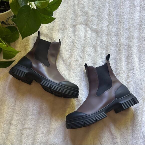 GANNI Recycled Rubber Brown & Black City Boots - Picture 4 of 10